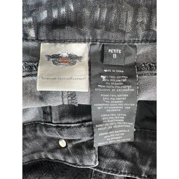 Harley Davidson Low Rise Skinny Moto Jeans Womens 8P Cotton Blend Biker Black - Picture 6 of 8